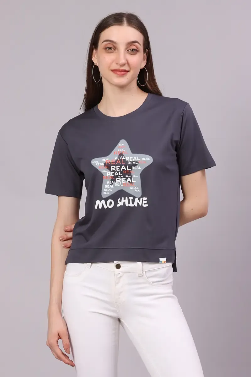 Cotton Lycra Graphic Printed T-Shirt for Women 016319FRESIZGRE