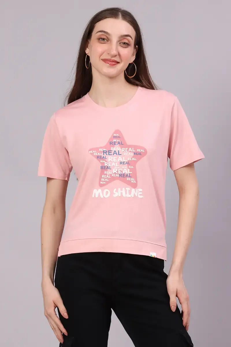Cotton Lycra Graphic Printed T-Shirt for Women 016319FRESIZPEA