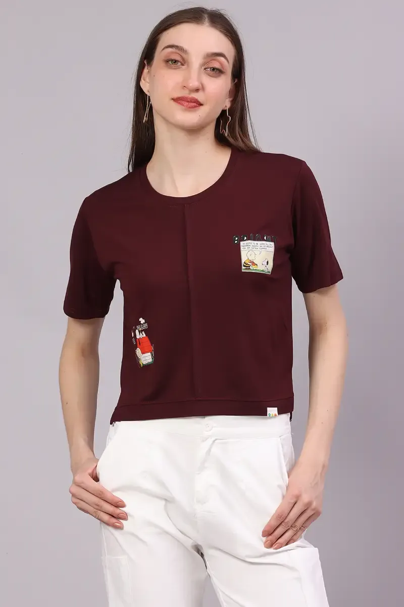 Cotton Lycra Graphic Printed T-Shirt for Women 016324XXLBUR