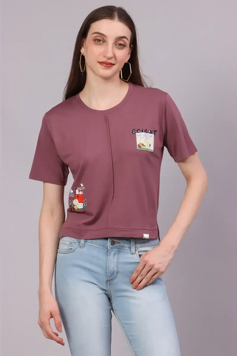 Cotton Lycra Graphic Printed T-Shirt for Women 016324XXLMAU