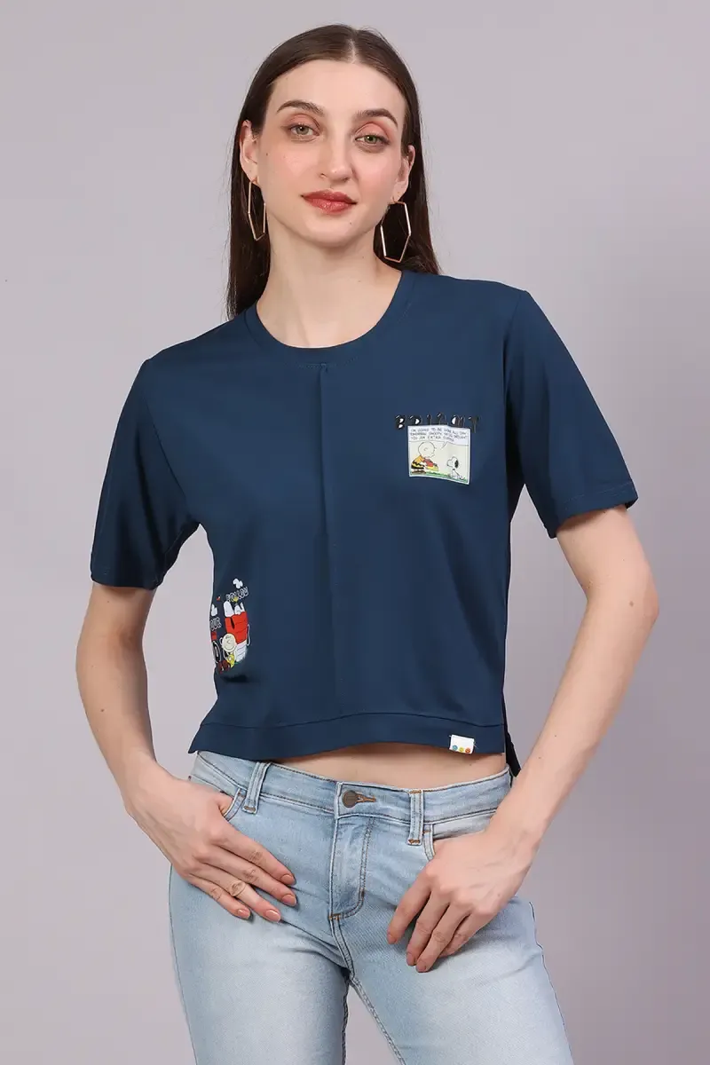 Cotton Lycra Graphic Printed T-Shirt for Women 016324LTEA