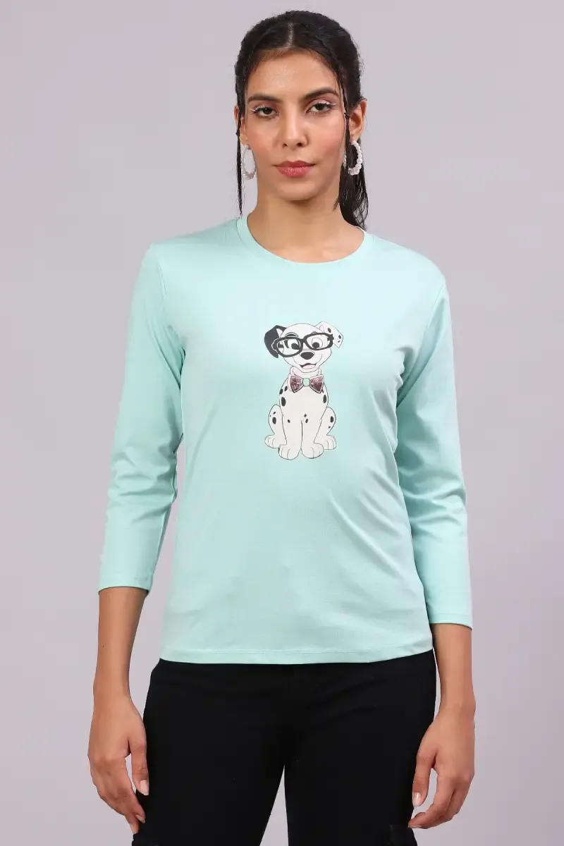 Cotton Graphic Printed T-Shirt for Women 016412LLIGGRE