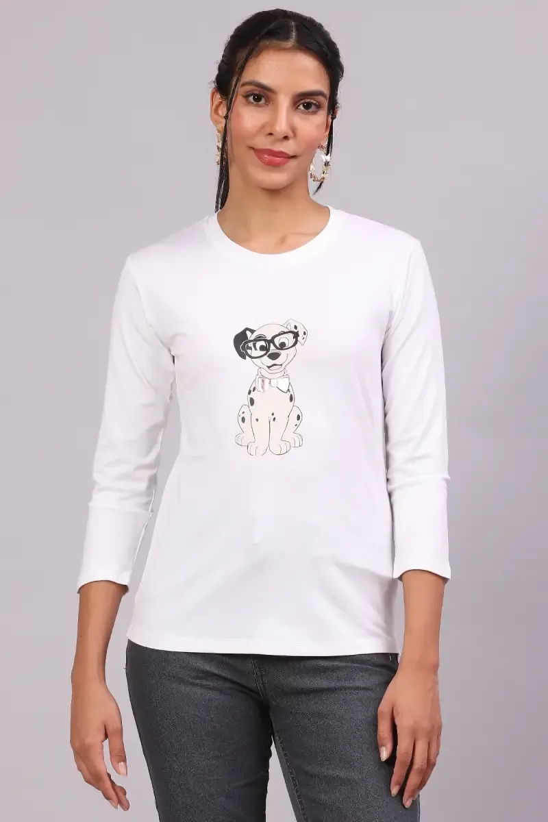 Cotton Graphic Printed T-Shirt for Women 016412XXLWHI