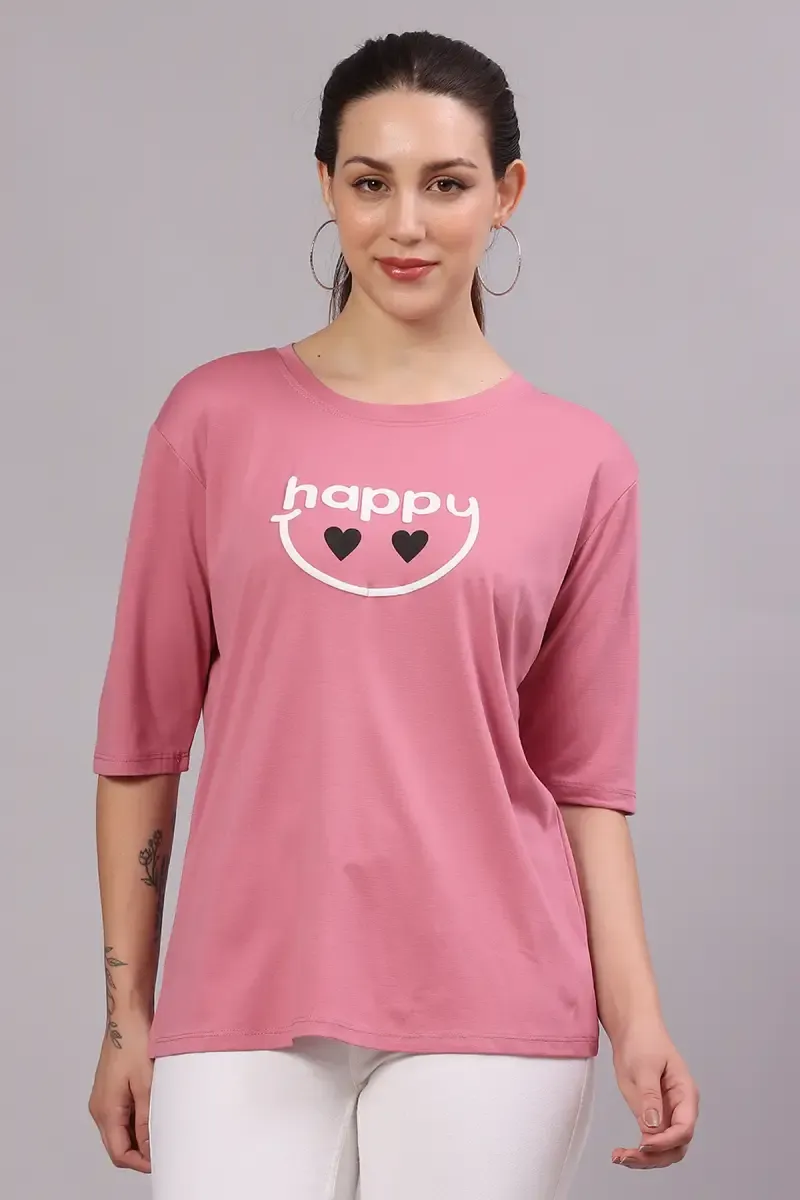 Cotton Graphic Printed T-Shirt for Women 016413XLPIN