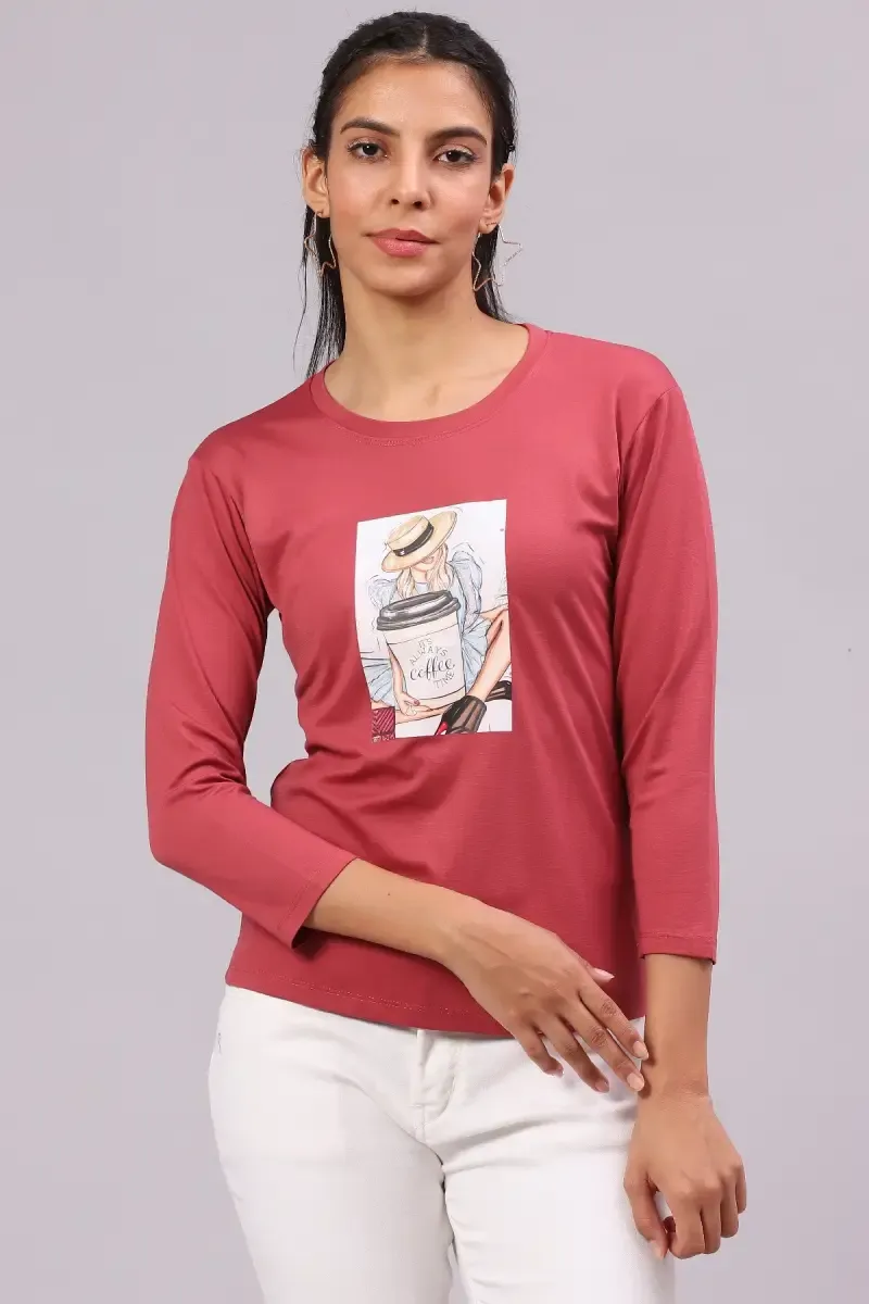 Cotton Lycra Graphic Printed T-Shirt for Women