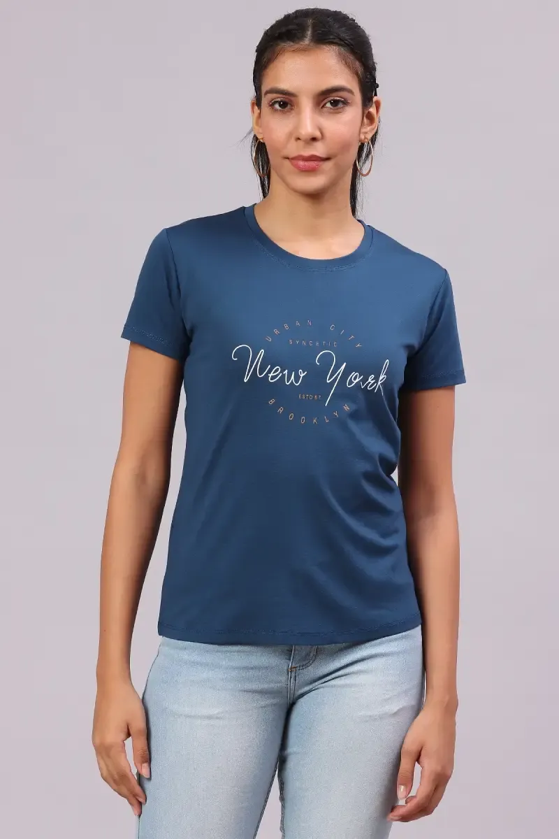 Cotton Typographic Printed T-Shirt for Women