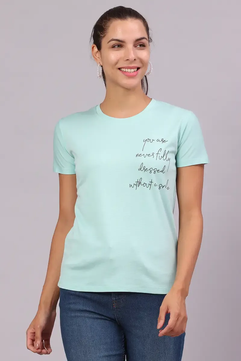 Cotton Lycra Typographic Printed T-Shirt for Women 016417XXLLIGGRE