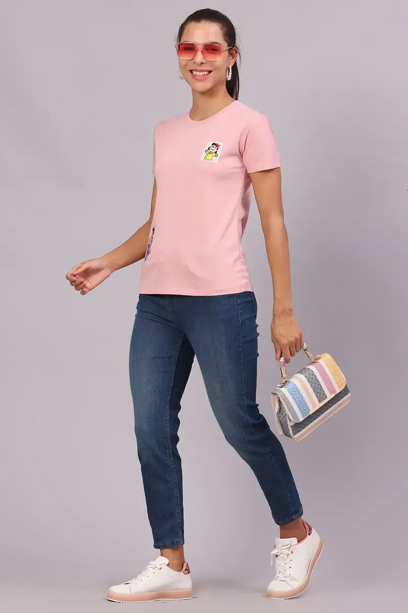 Cotton Graphic Printed T-Shirt for Women 016419XLPIN