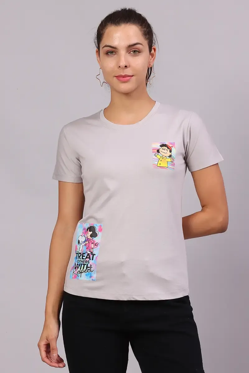 Cotton Graphic Printed T-Shirt for Women 016419XXLGRE