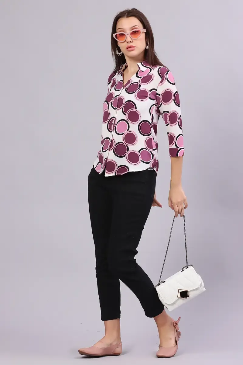 Georgette Polka Dot Printed Shirt for Women