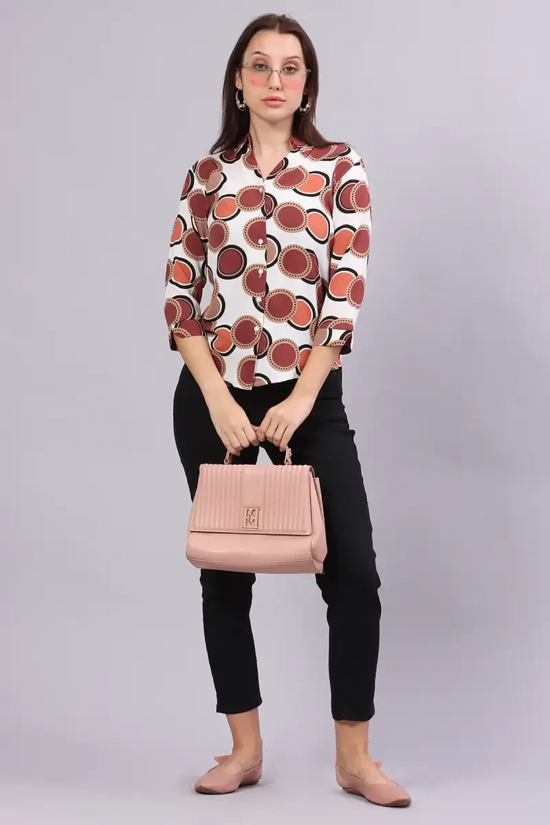 Georgette Polka Dot Printed Shirt for Women 016682MBRO
