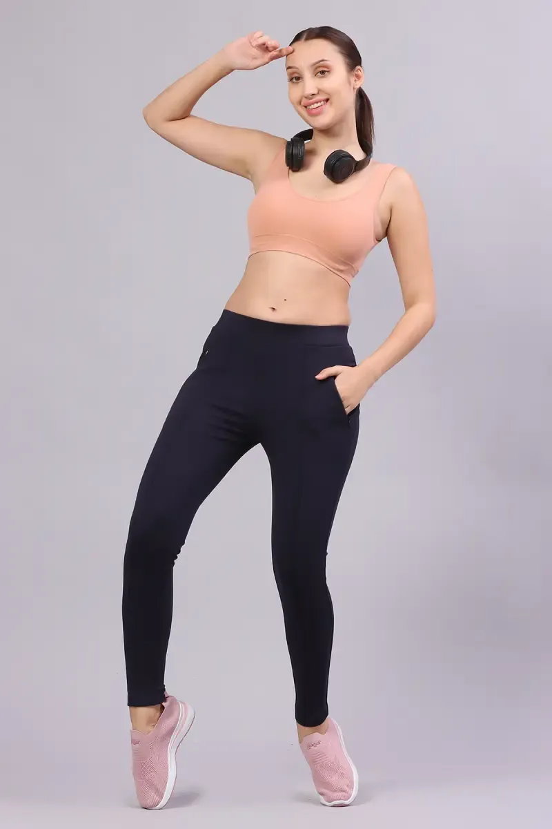 Cotton Lycra Solid Track Pant for Women