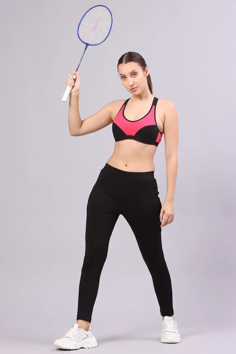 Cotton Lycra Solid Track Pant for Women 016743XXLBLA