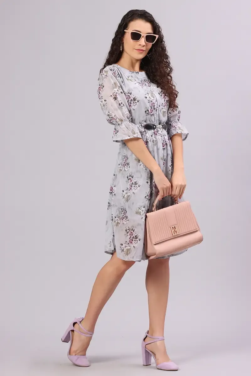 Georgette Floral Printed Dress for Women 016761GREXL