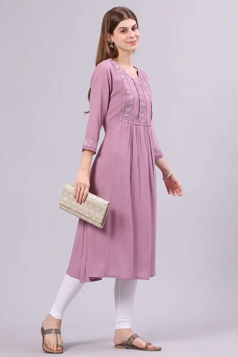 Cotton Embroidered Kurta for Women  016764XLDUSPIN