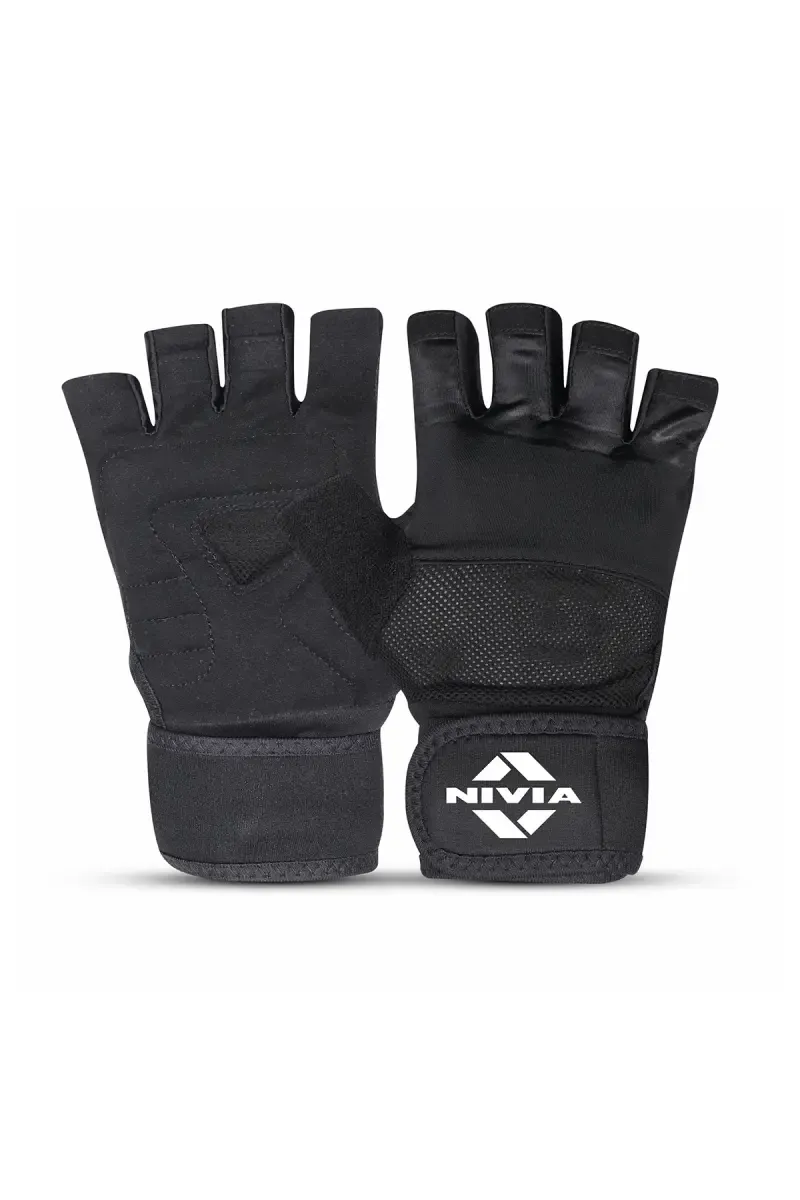 Nivia Enduro Wrist Wrap Gloves (Black, pack of 1) - Large