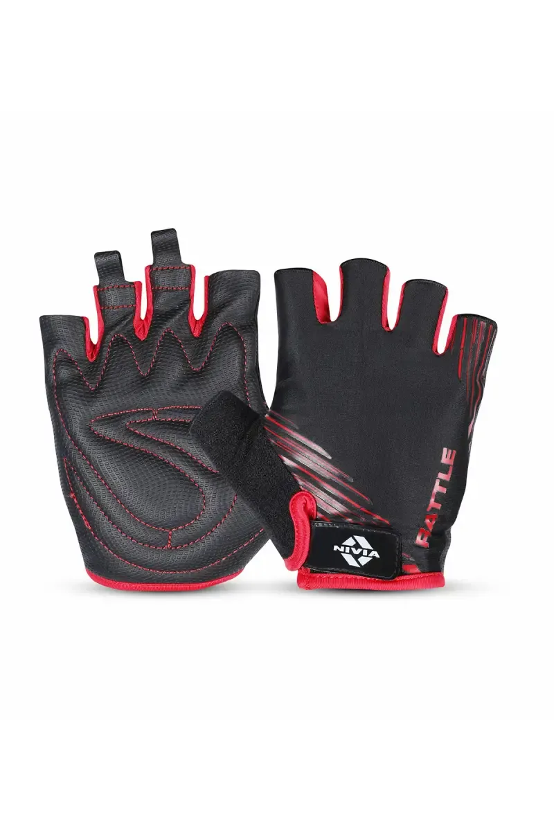 Nivia Rattle Gym & Fitness Gloves (Black, pack of 1) - Medium