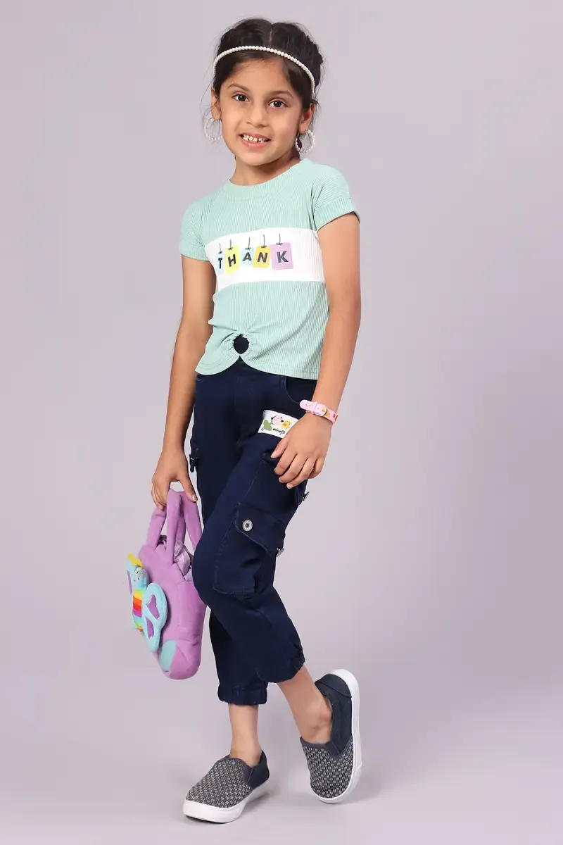 Girl's Corduroy Printed Top (1 - 4 Yrs) 01724523YRSSEAGRE2