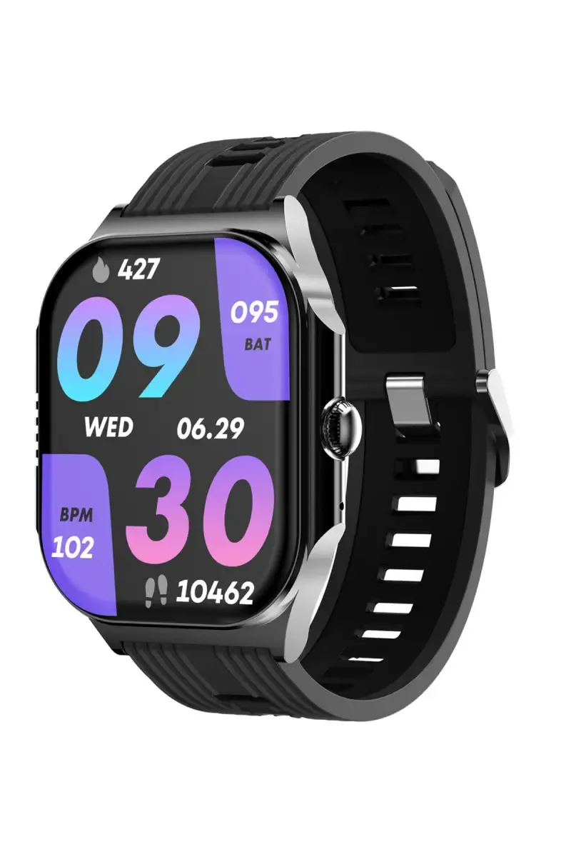 Pebble Alive 1.99" Smartwatch with Amoled Display, BT Calling, Multiple Watch Faces, AI Voice Assistance (Jet Black)
