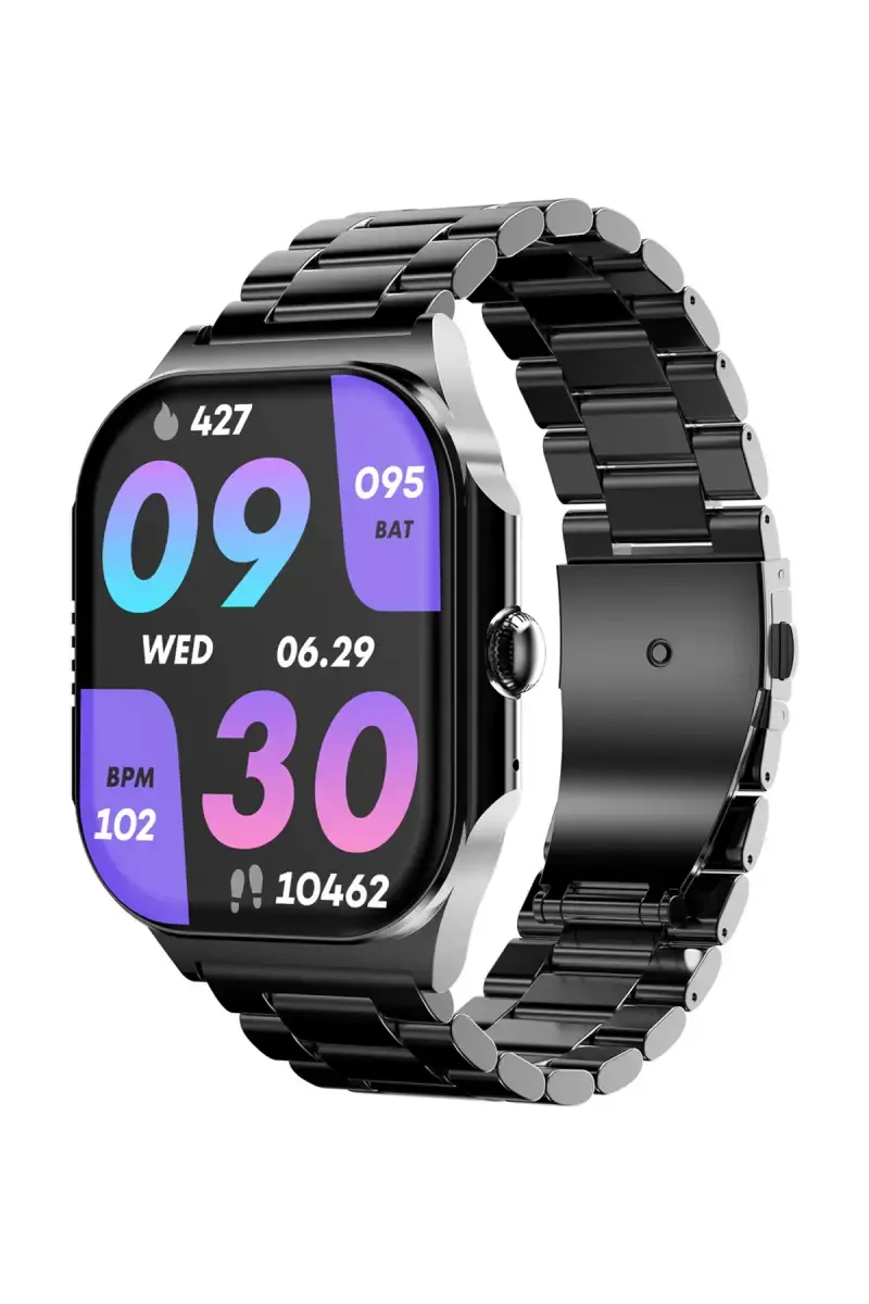 Pebble Alive 1.99" Metal Strap Smartwatch with Amoled Display, BT Calling, Multiple Watch Faces, AI Voice Assistance (Classic Black)