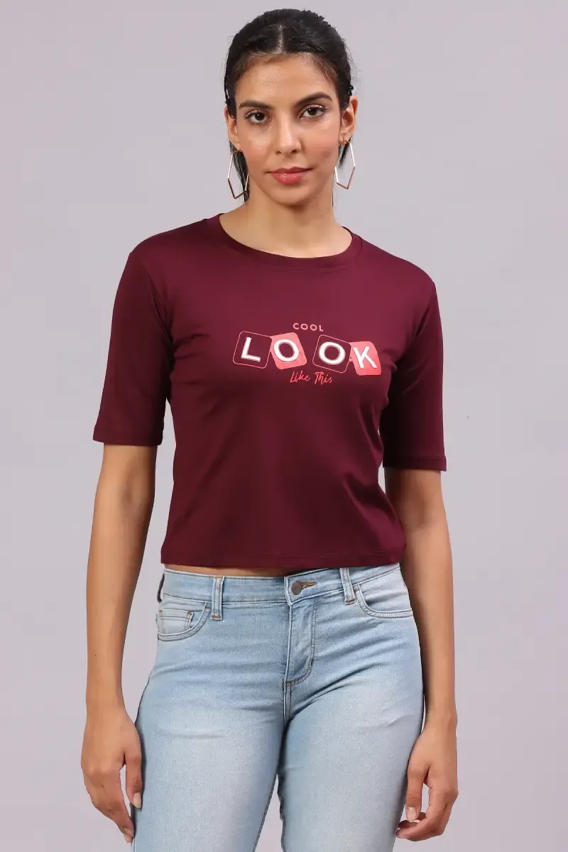 Lycra Typographic Printed T-Shirt for Women 017612XLWIN