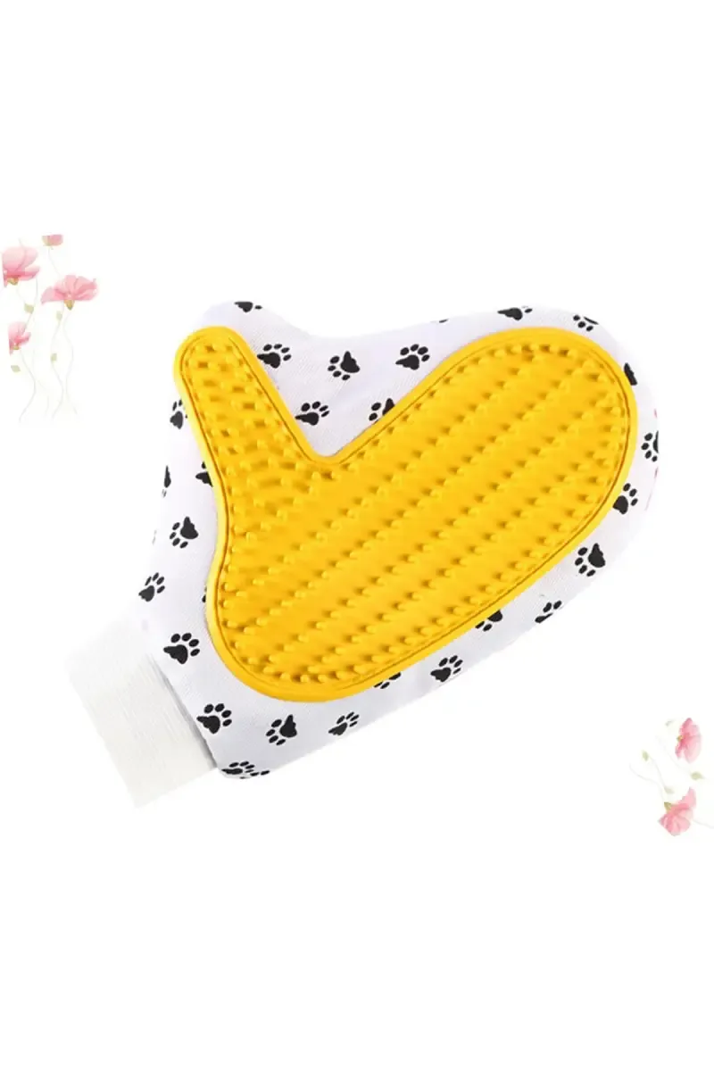 Canine Pet Grooming Glove Brush for Dogs (Yellow, Regular) - Pack of 1