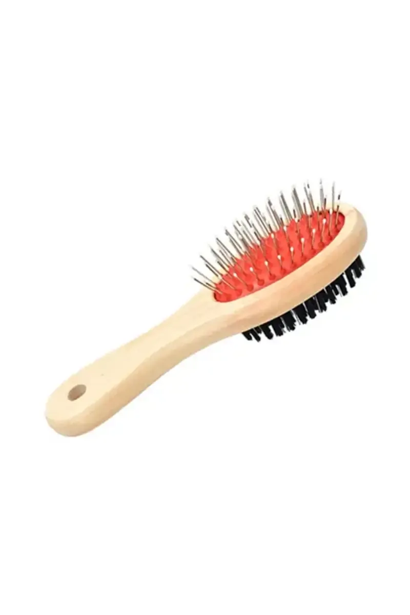 Canine Double Sided Wooden Handle Brush For Pets (Multicolor) - Small 017685MULSMA