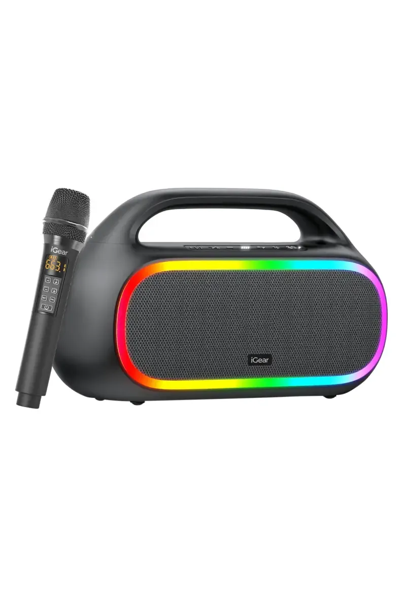 iGear Grape 70 W Portable Wireless Speaker with Wireless Mic, RGB LED, EQ Modes, Multi-Compatibility (Black)