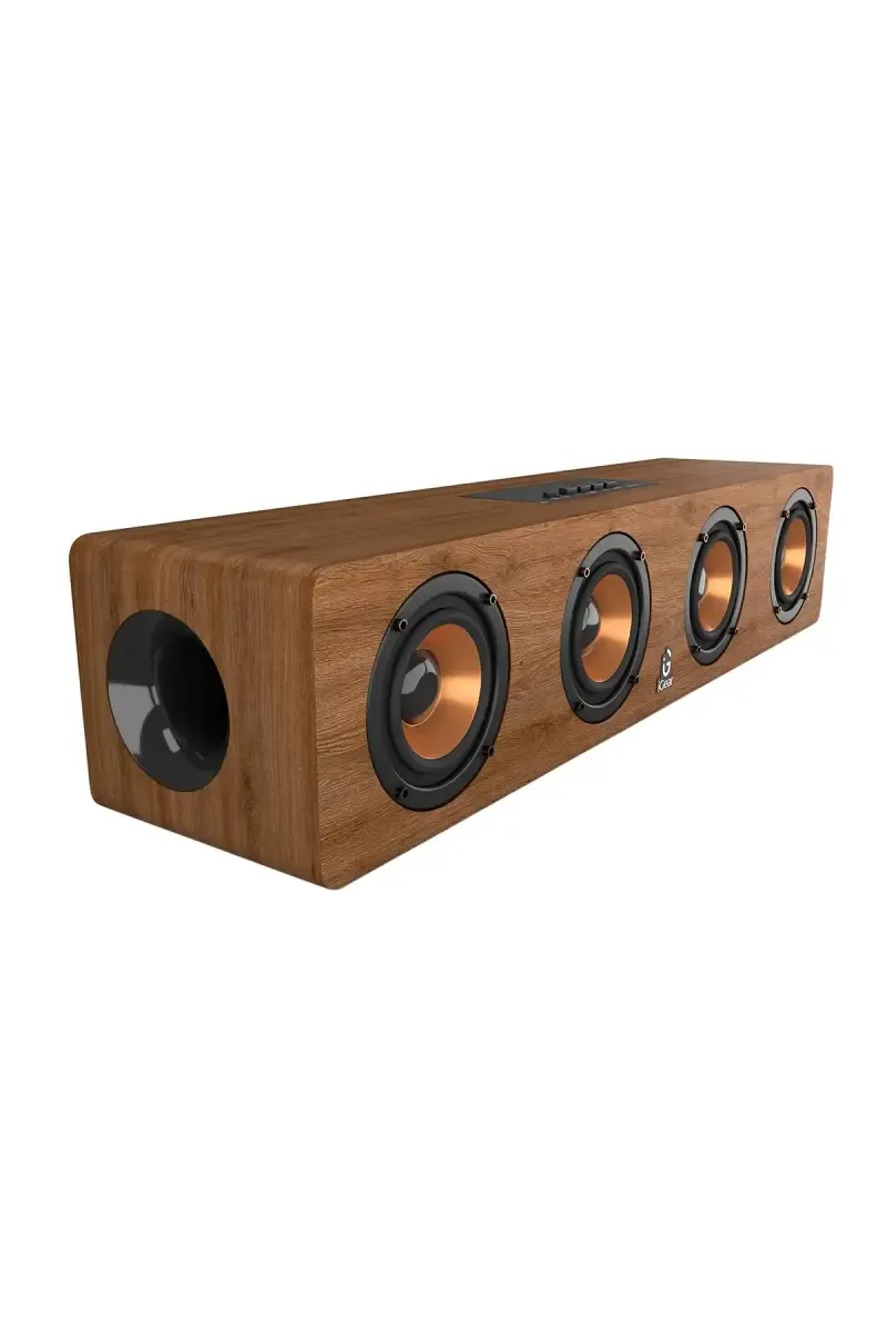iGear Ensemble 20 W Wooden Bluetooth Soundbar with In-Built Subwoofer, Hi-Fi Bass, Multiple Connectivity (Brown)