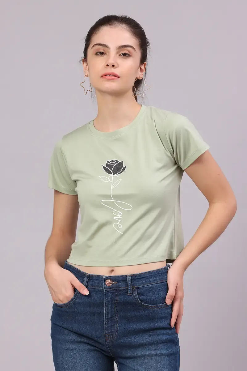 Lycra Printed T-Shirt for Women 017792LGRE