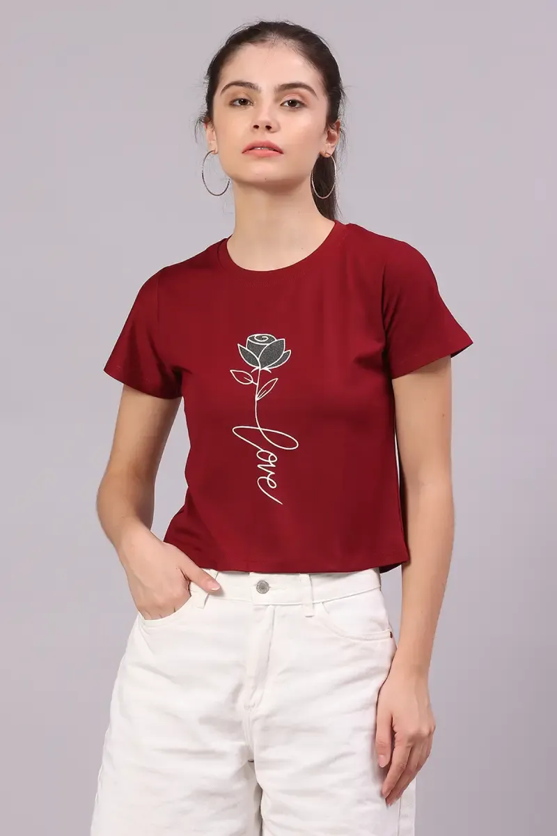 Lycra Printed T-Shirt for Women 017792XXLMAR