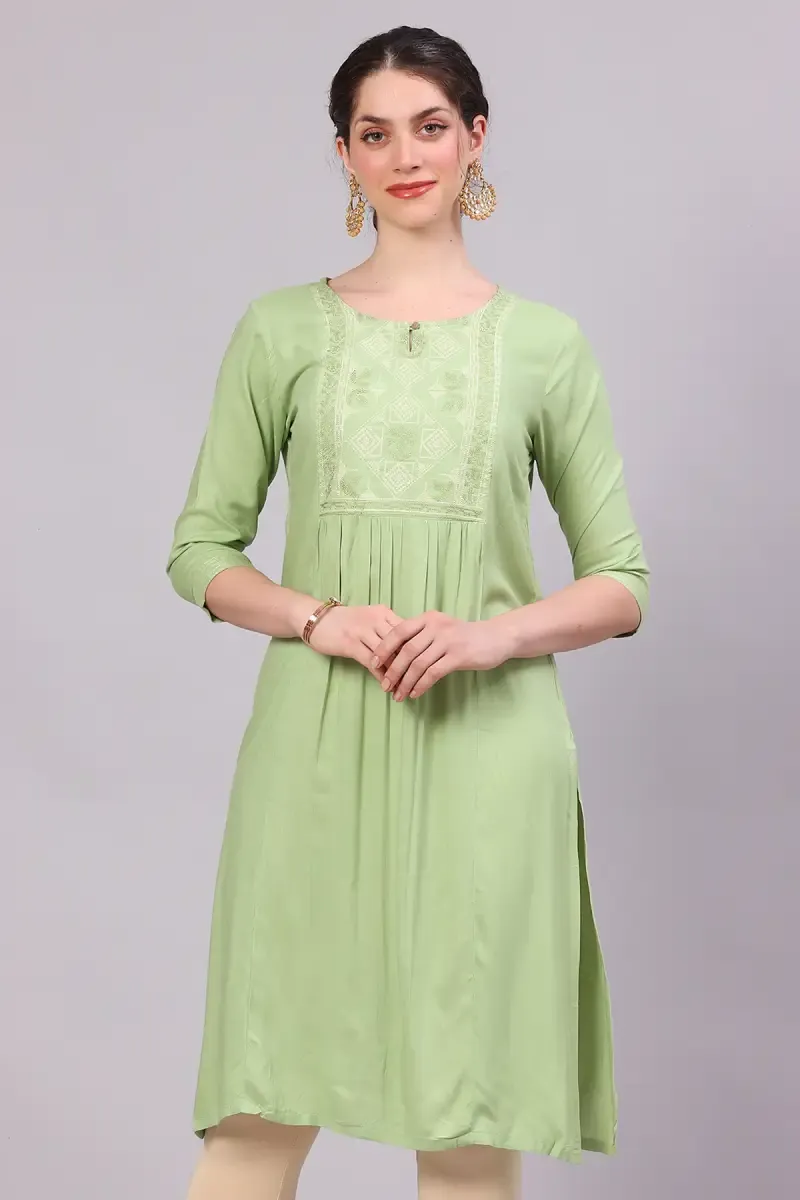 Rayon Embroidered Kurti for Women  018006XXLGRE2