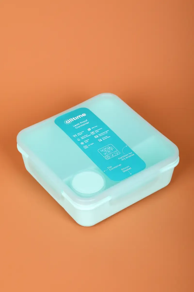 All Time Plastic Salad Lunch Box with Dip Container - 1450ml 018211SEAGRE145ML