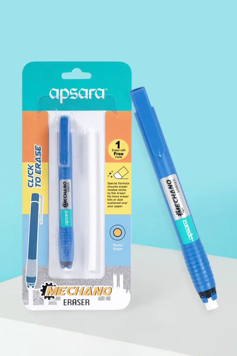 Apsara Mechano Eraser & Clean Eraser with Plastic Container (Blue) - Pack of 1 
