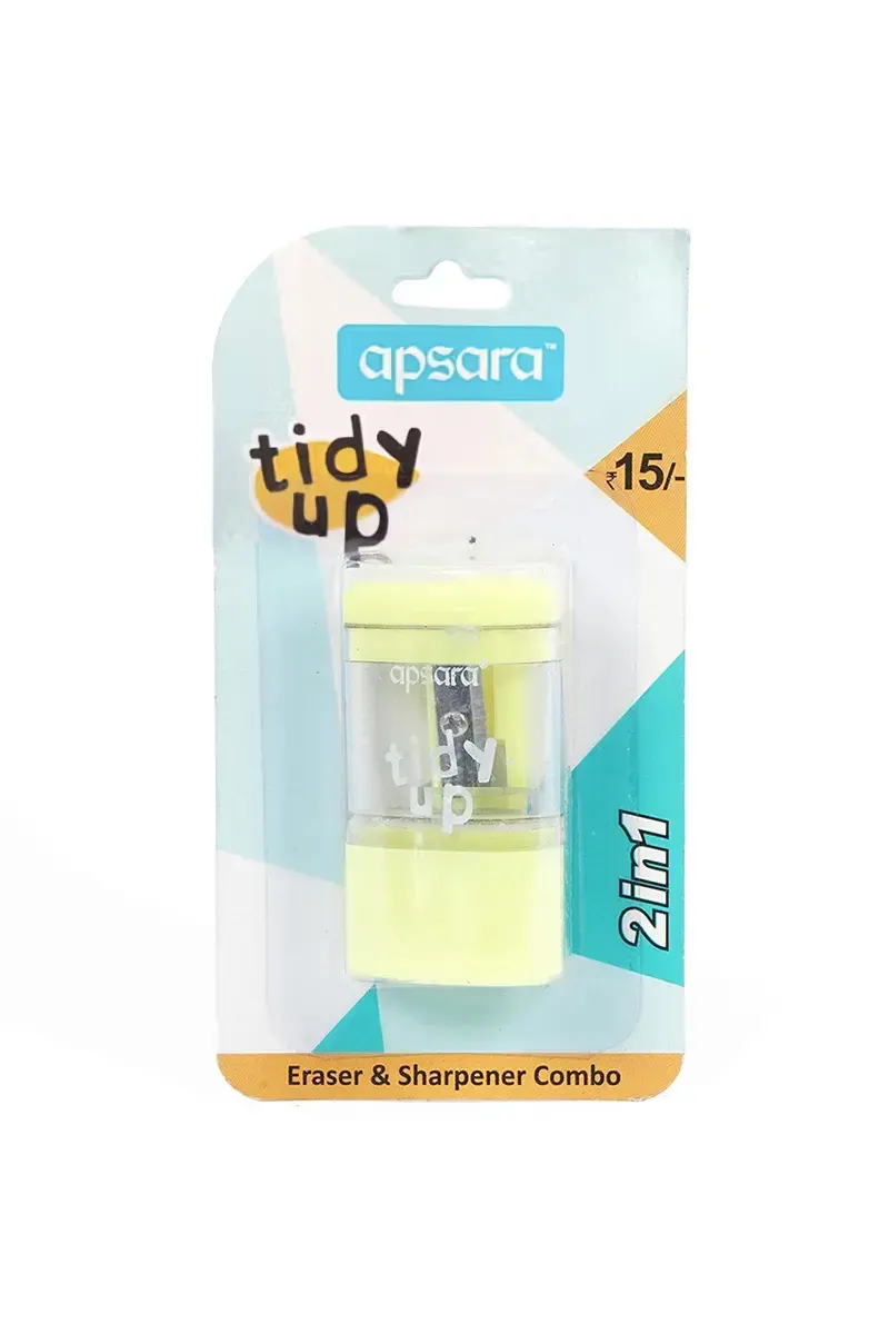 Apsara Tidy Up 2 in 1 Sharpener with Eraser (Lime Green) - Pack of 2