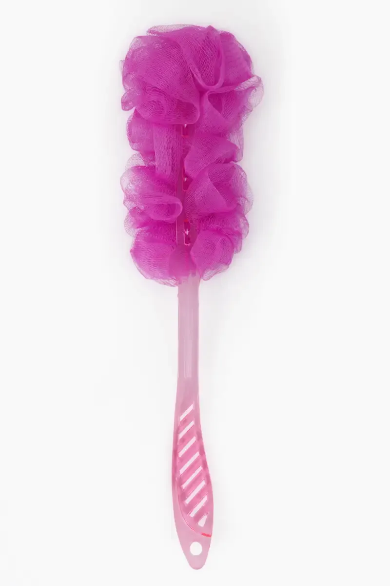 Long Handle Bath Body Brush Loofa and Shower Sponge (Charm Pink) - Pack Of 1