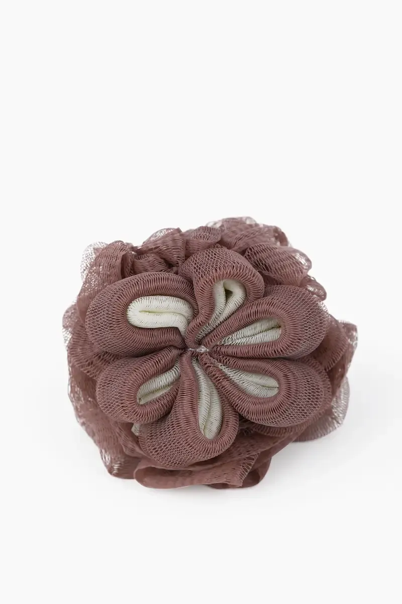Flower Shape Bath Shower Sponge Pouf Loofahs (Brown) - Pack of 1