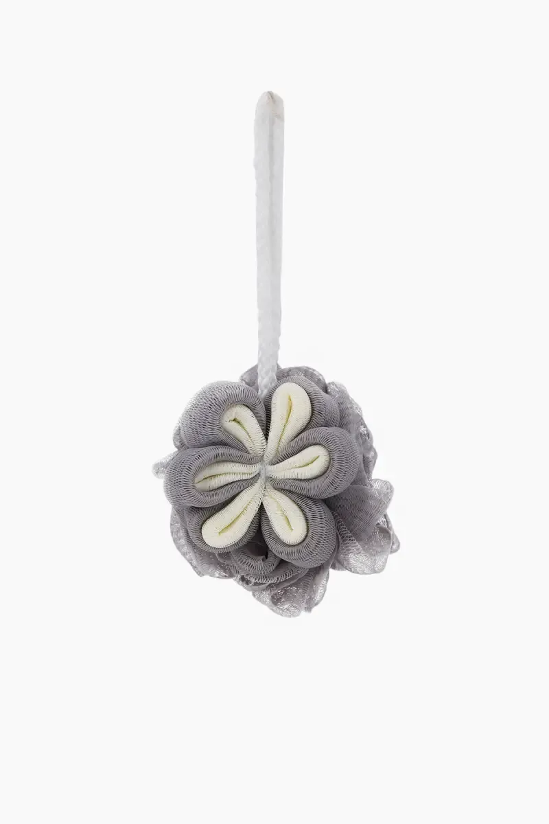Flower Shape Bath Shower Sponge Pouf Loofahs (Grey) - Pack of 1