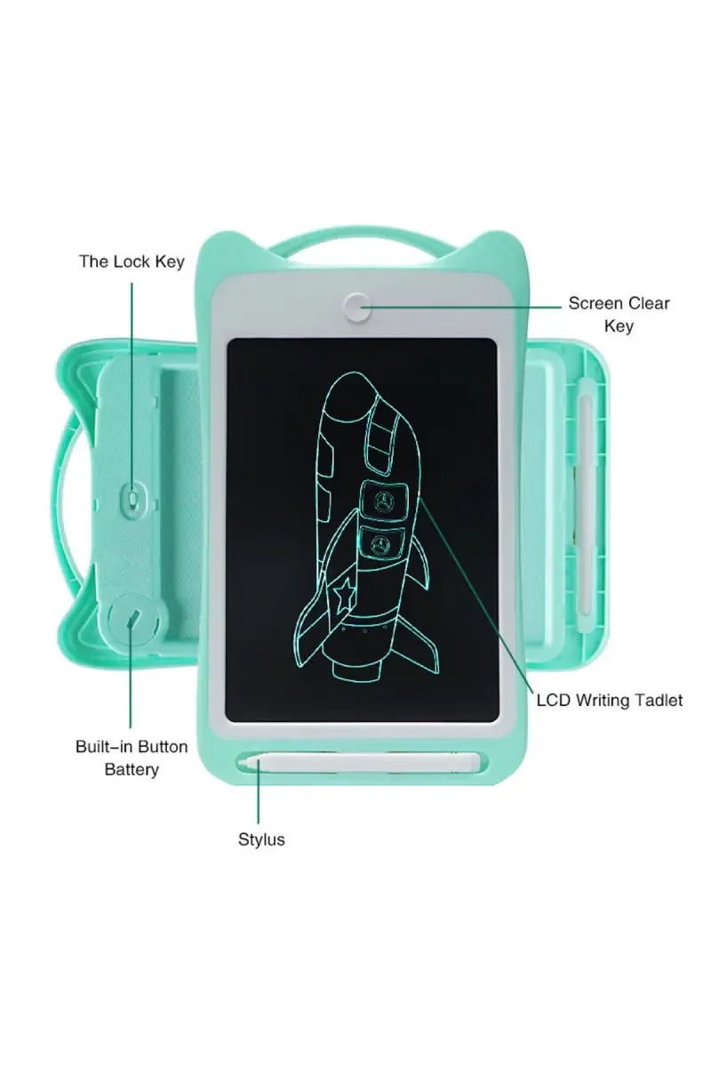 Kids Drawing Writing LCD Premium Quality Tablet  8.5 Inch - Green Pack of 1