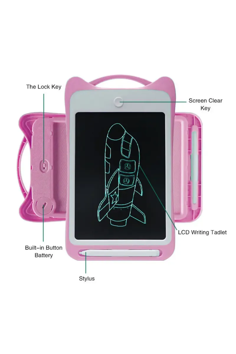 Kids Drawing Writing LCD Premium Quality Tablet  8.5 Inch - Pink Pack of 1
