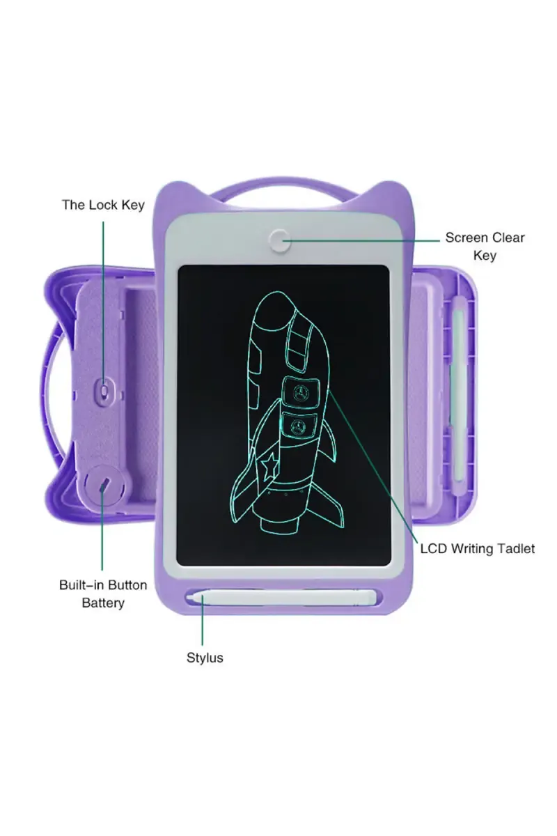 Kids Drawing Writing LCD Premium Quality Tablet  8.5 Inch - Purple Pack of 1