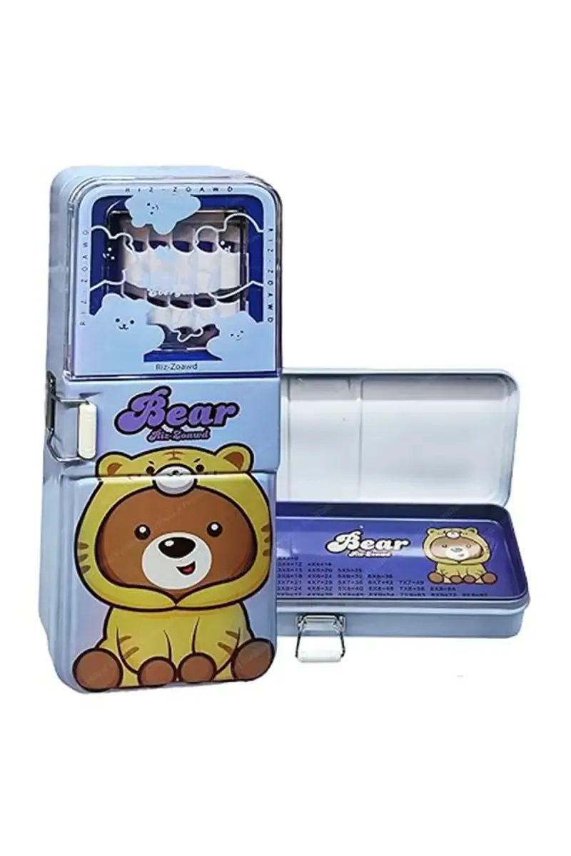 Bear Printed EVA Foam Pencil Box for Kids (Purple) - Pack of 1