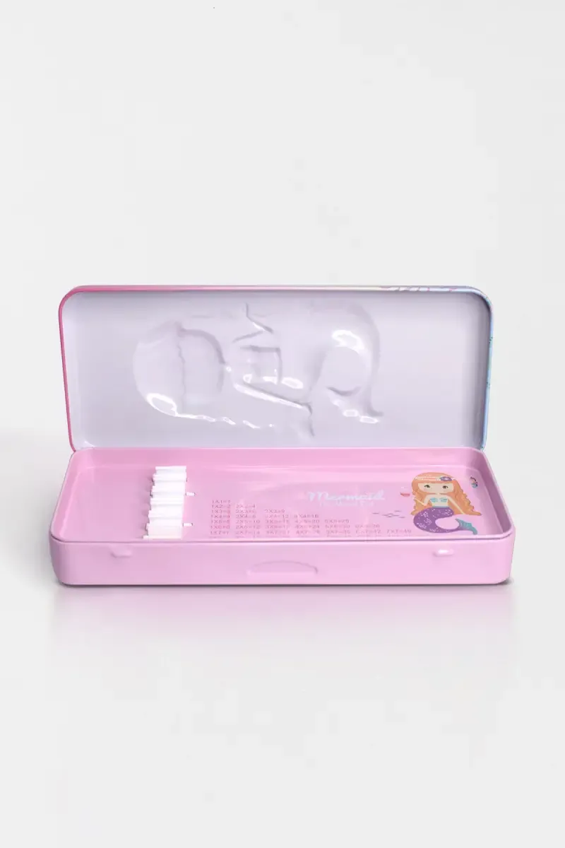 Mermaid Printed Metal Pencil Case for Kids (Pink) - Pack of 1 018495PIN