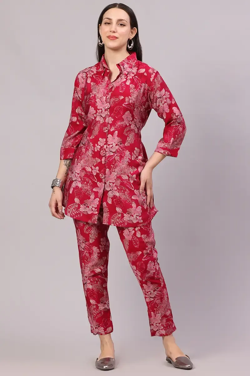 Polyester Printed Co-ord Set for Women 018602DEEPINXXL