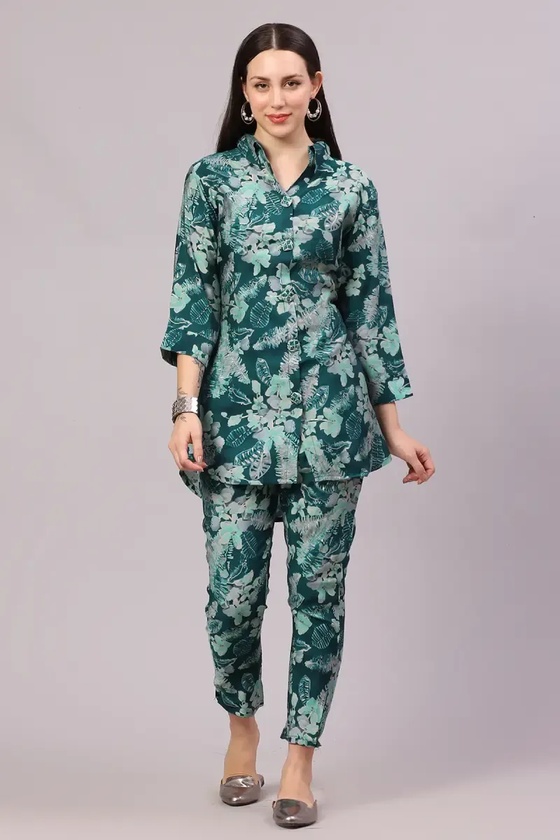 Polyester Printed Co-ord Set for Women 018602GREXXL