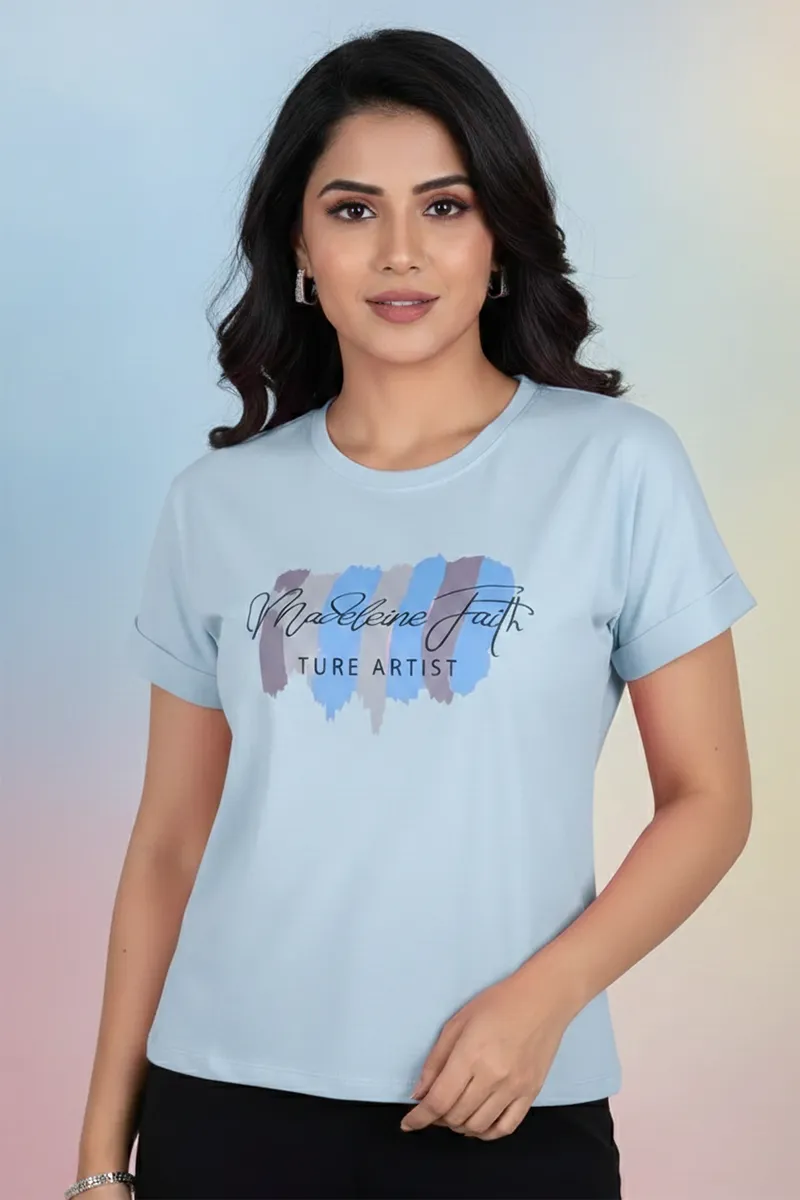Lycra Graphic Printed T-Shirt for Women