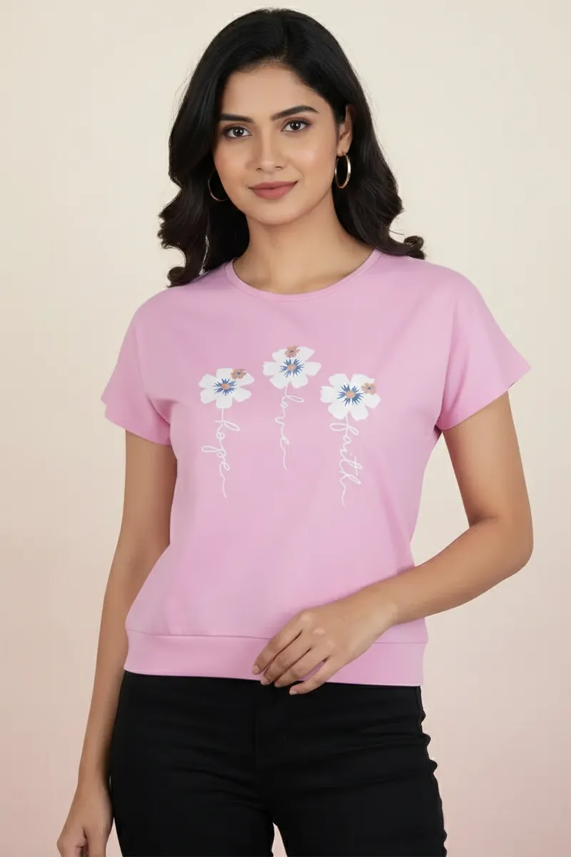 Lycra Graphic Printed T-Shirt for Women