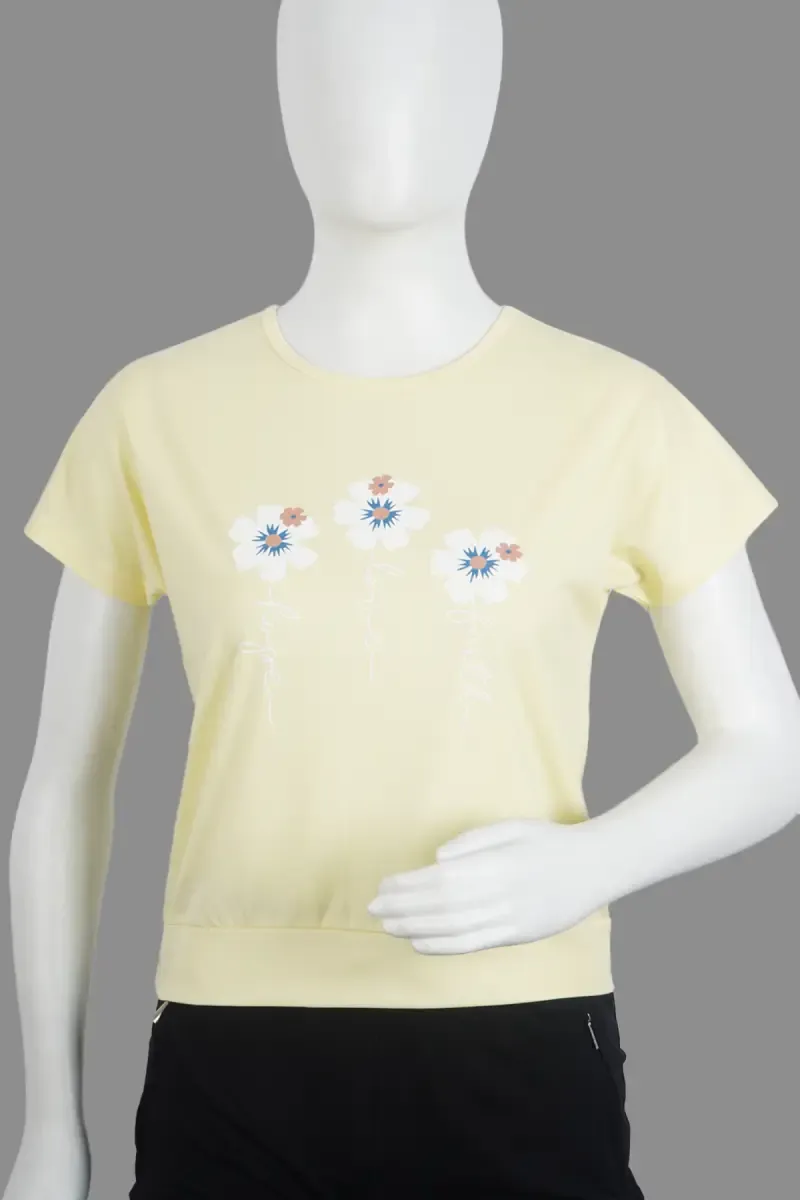 Lycra Graphic Printed T-Shirt for Girl 018758XLYEL