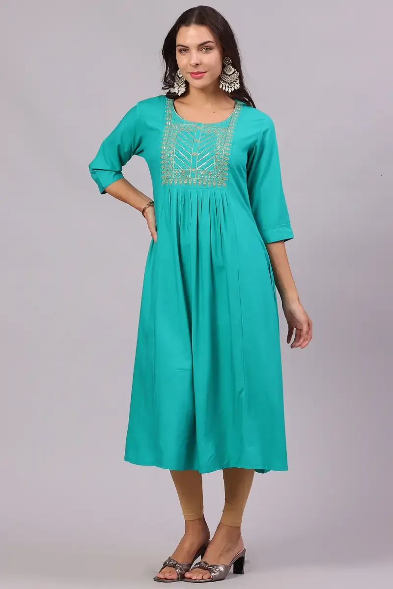 Rayon Sequined Kurta for Women