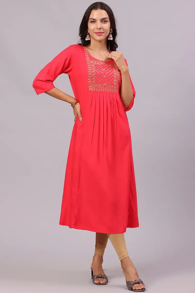 Rayon Sequined Kurta for Women 018772XLPIN